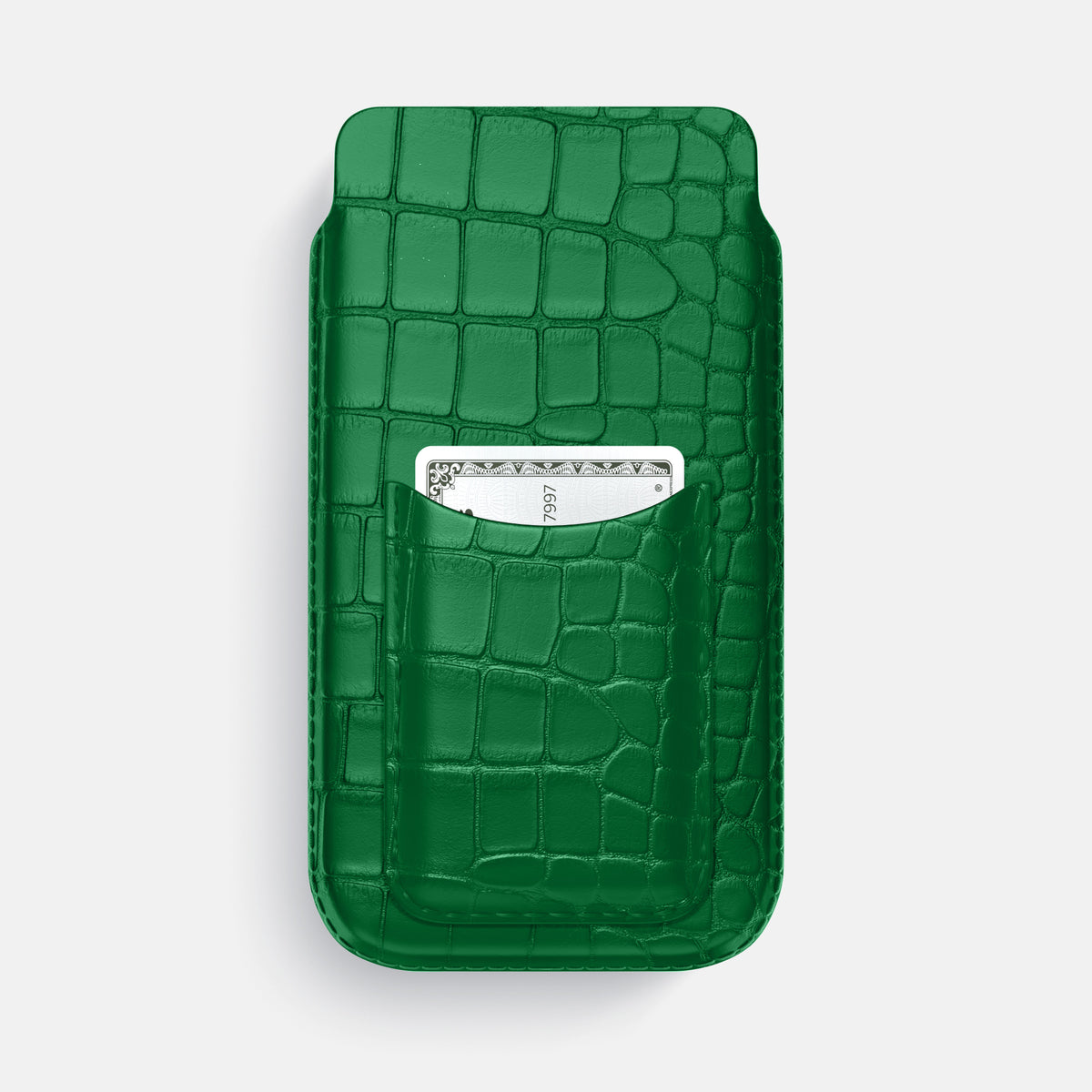 Pouch Card Case For iPhone 17 Air In Alligator -1 | Forest-Green