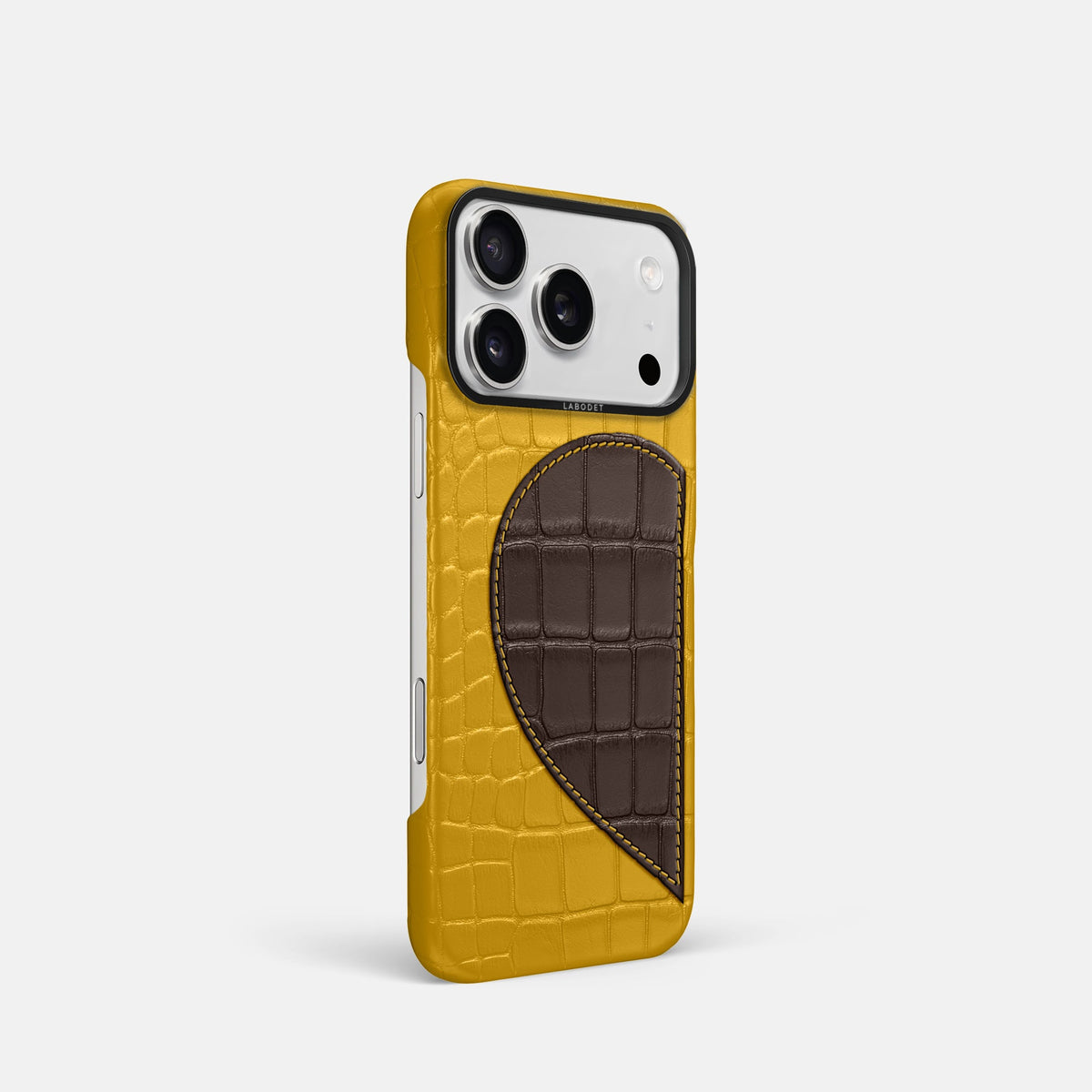Classic Case With Half Heart - Left For iPhone 18 Pro In Alligator -2 | Yellow-Black