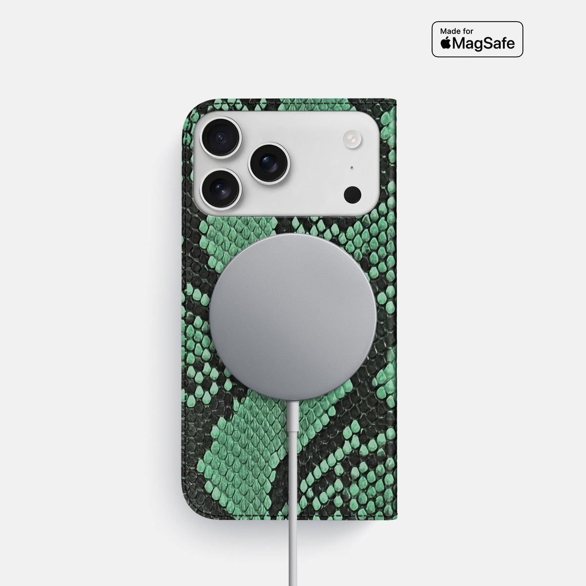 Folio Slim Case For iPhone 18 Pro In Deluxe Python -3 | Forest-Green