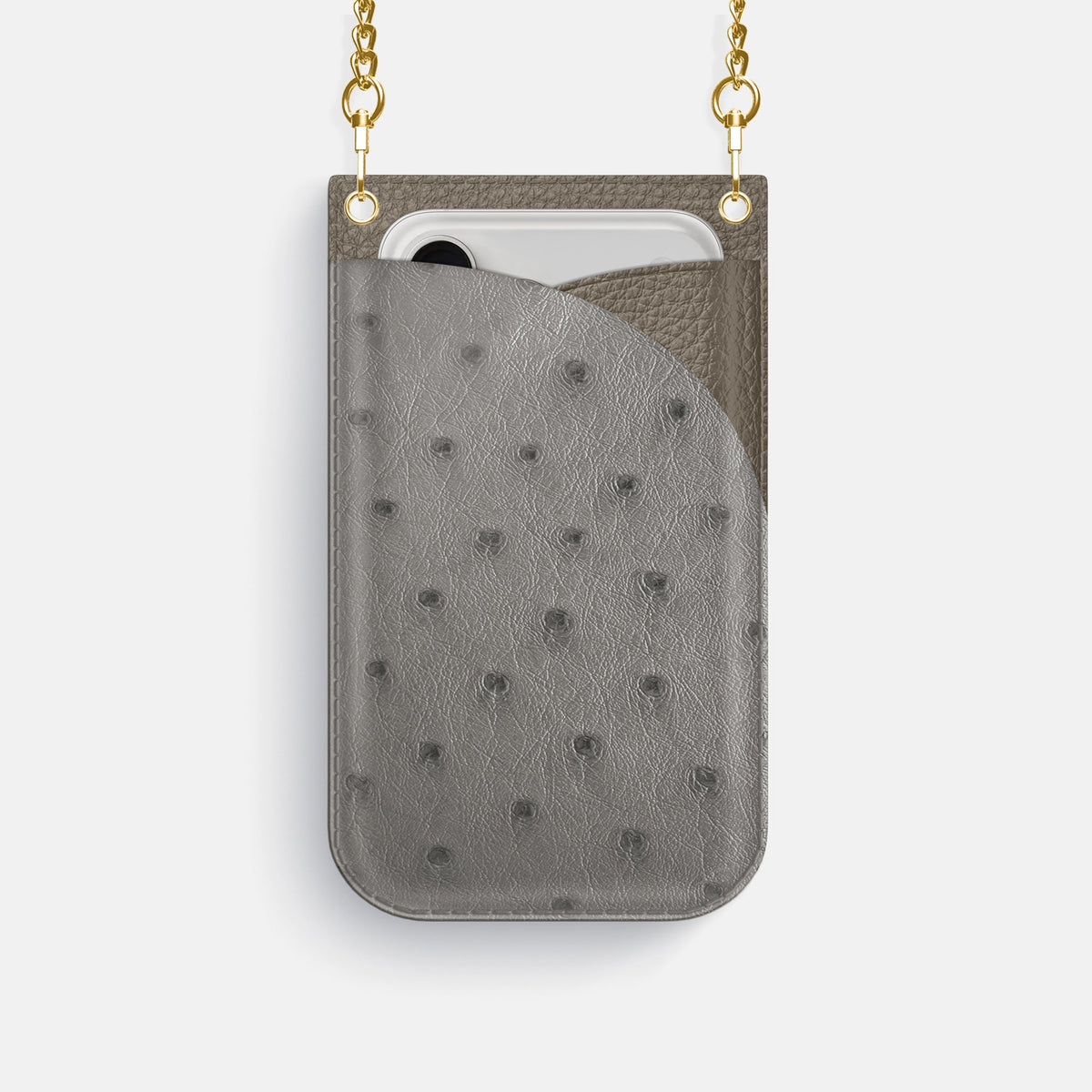 Crossbody Bag For iPhone 18 Pro In Ostrich -1 | Grey-Gold