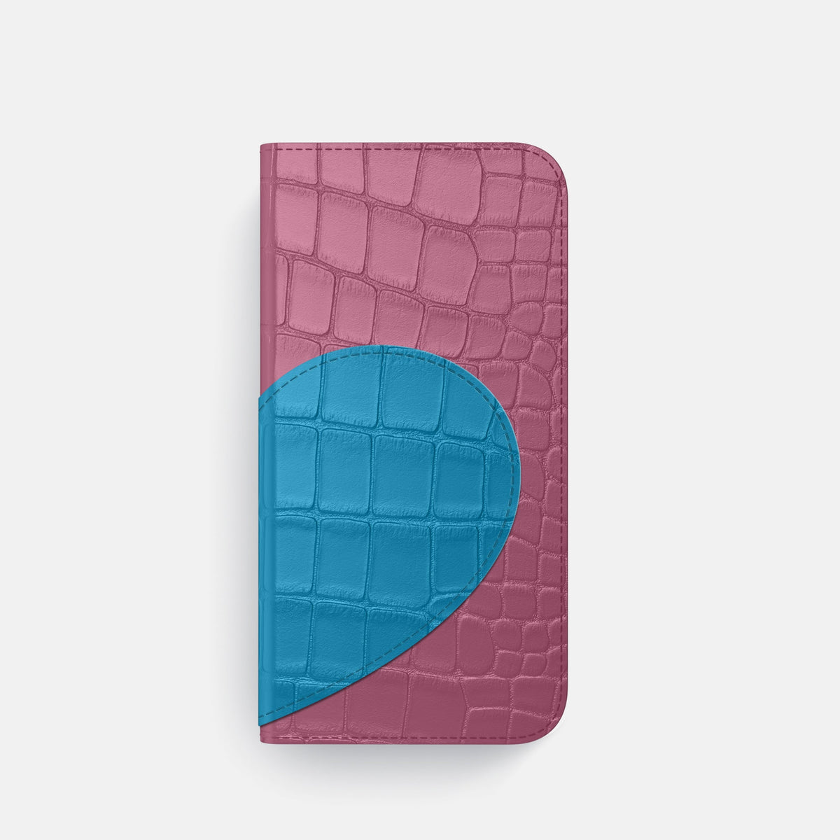 Folio Case With Heart For iPhone 18 Pro In Alligator -4 | Pink-Lagoon-Black