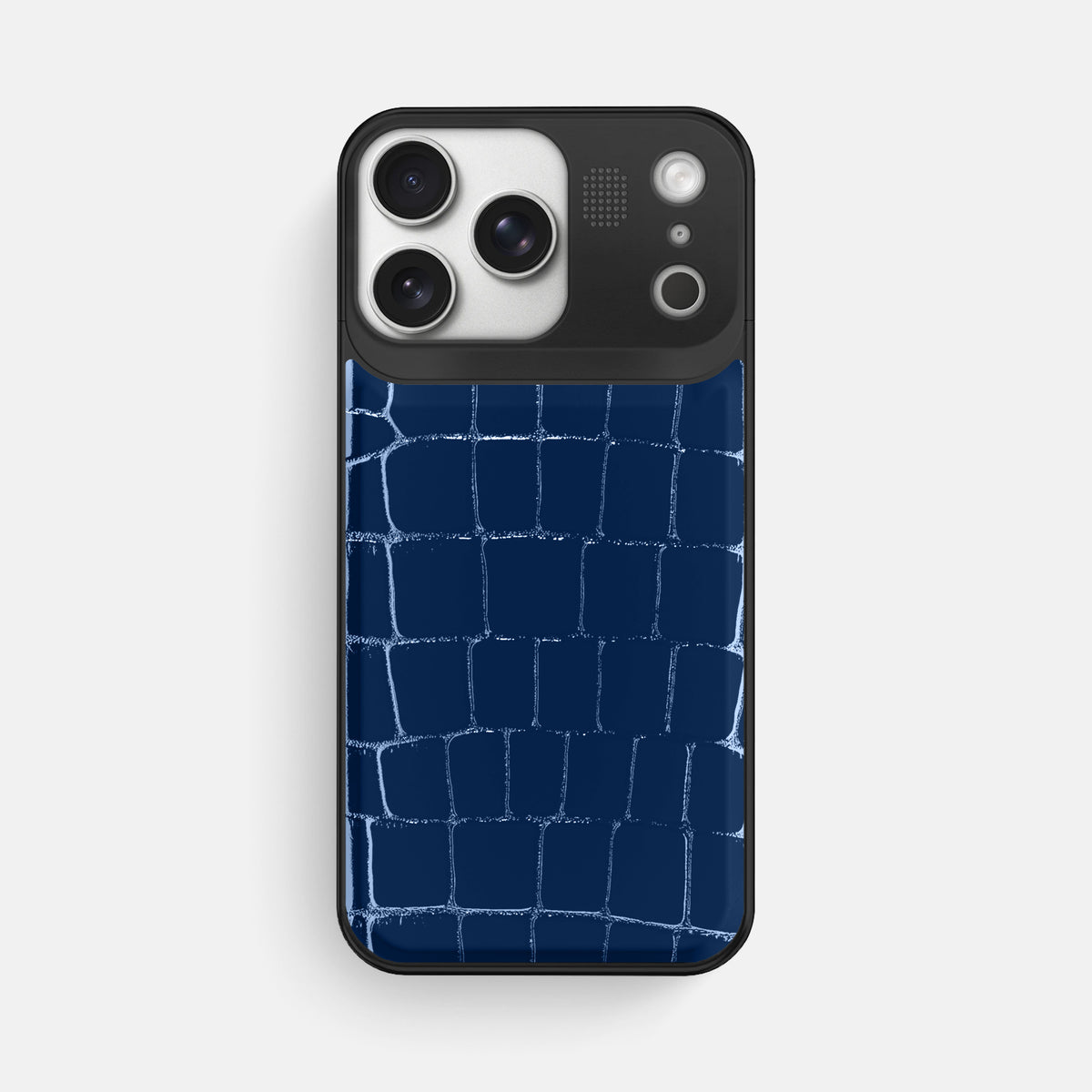 Metal Case For iPhone 17 Pro Max In Shiny Alligator -1 | Mediterranean-Black