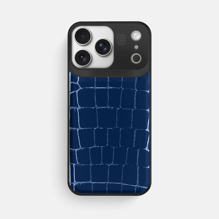 Metal Case For iPhone 17 Pro Max In Shiny Alligator -1 | Mediterranean-Black