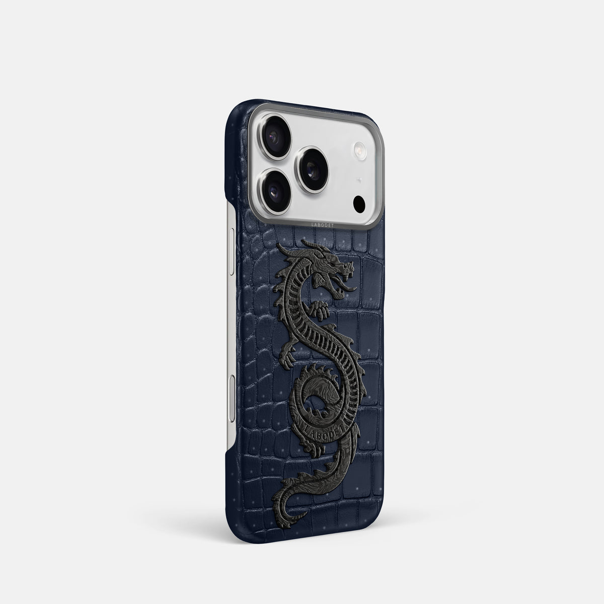 Classic Case With Carbon Dragon For iPhone 17 Pro In Porosus Crocodile -2 | Deep-Blue-Sea-Steel