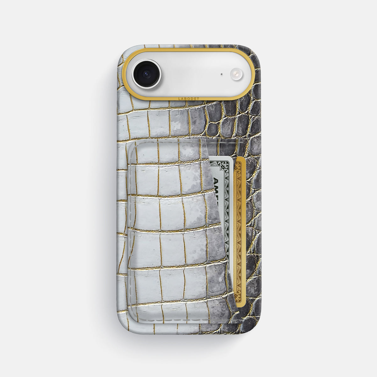 Double Card Case For iPhone 17 Air In Himalayan Crocodile -1 | Gold-Gold