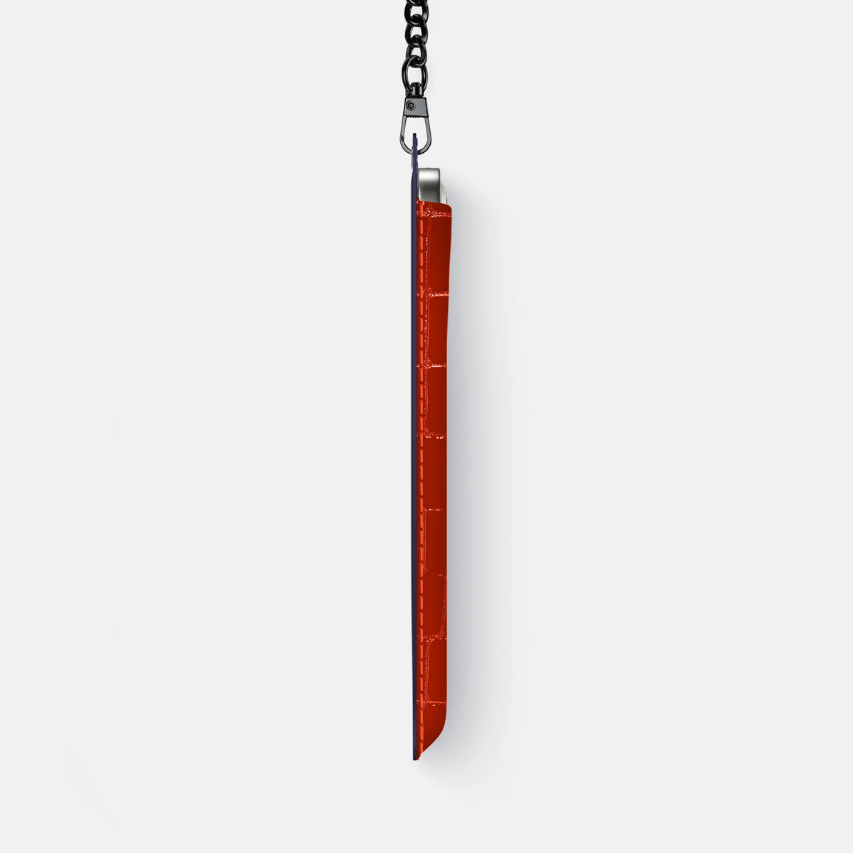 Crossbody Bag For iPhone 17 Air In Shiny Alligator -4 | Orange-Black