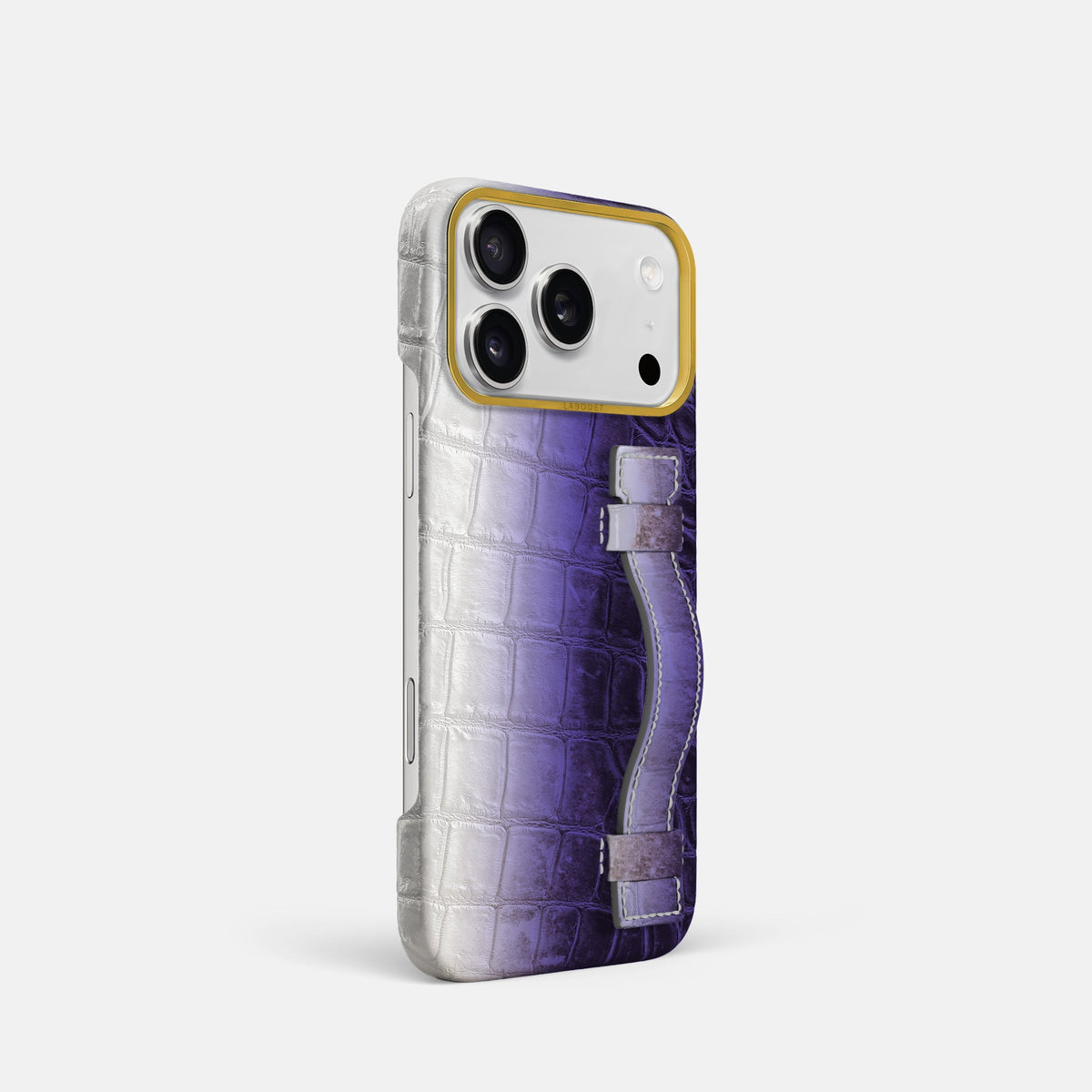 Handle Case For iPhone 18 Pro In Himalayan Crocodile -2 | Purple-Gold