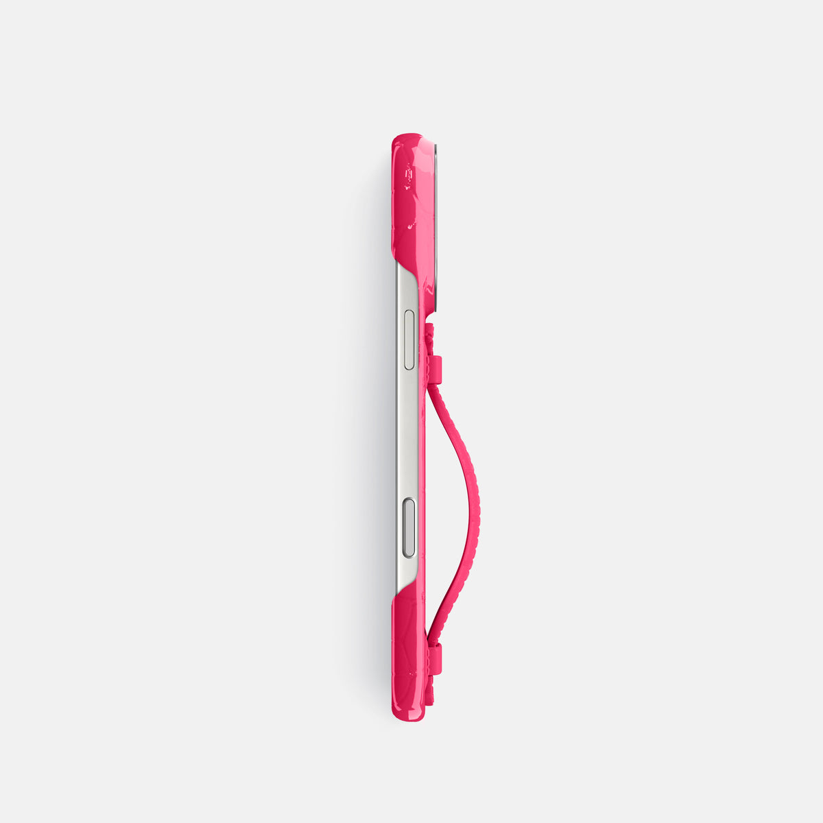 Center Handle For iPhone 17 Pro In Shiny Alligator -2 | Pink-Panther-Steel
