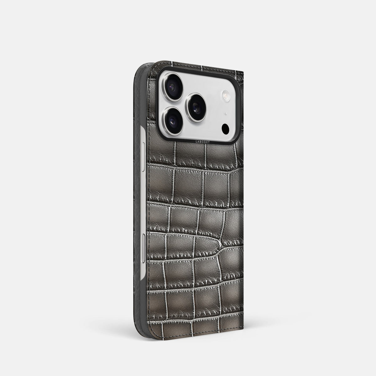 Folio Case For iPhone 18 Pro In Patina Alligator -1 | Grey-Black