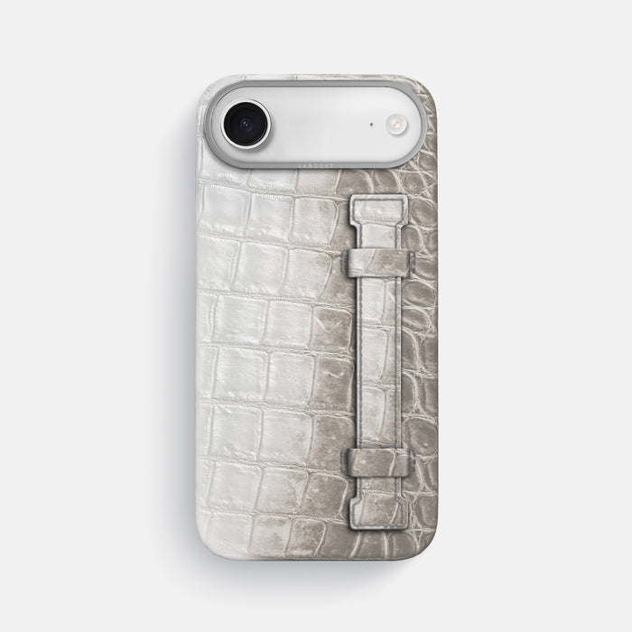 Handle Case For iPhone 17 Air In Himalayan Crocodile -1 | Grey-Steel