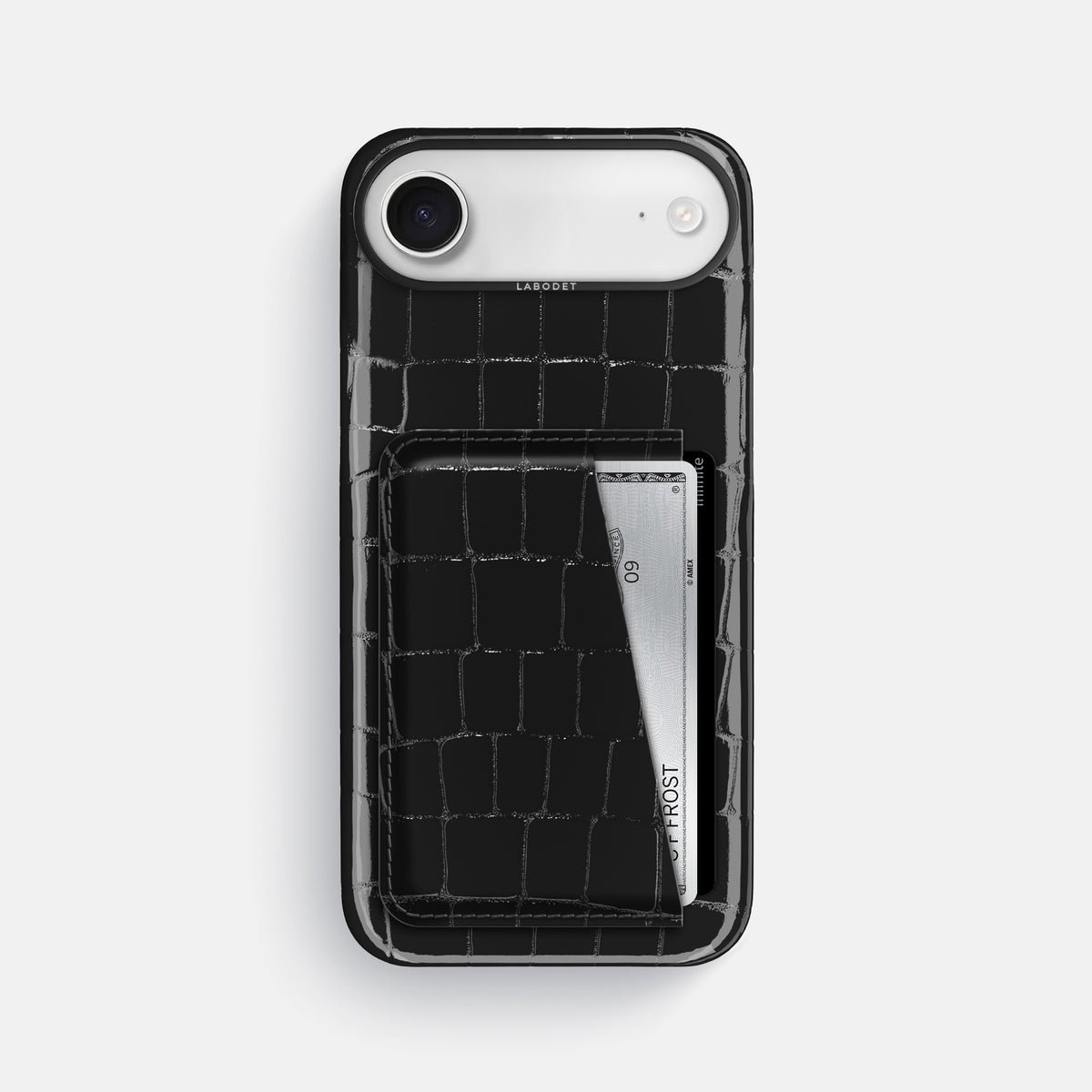Double Card Case For iPhone 17 Air In Shiny Alligator -1 | Black-Black