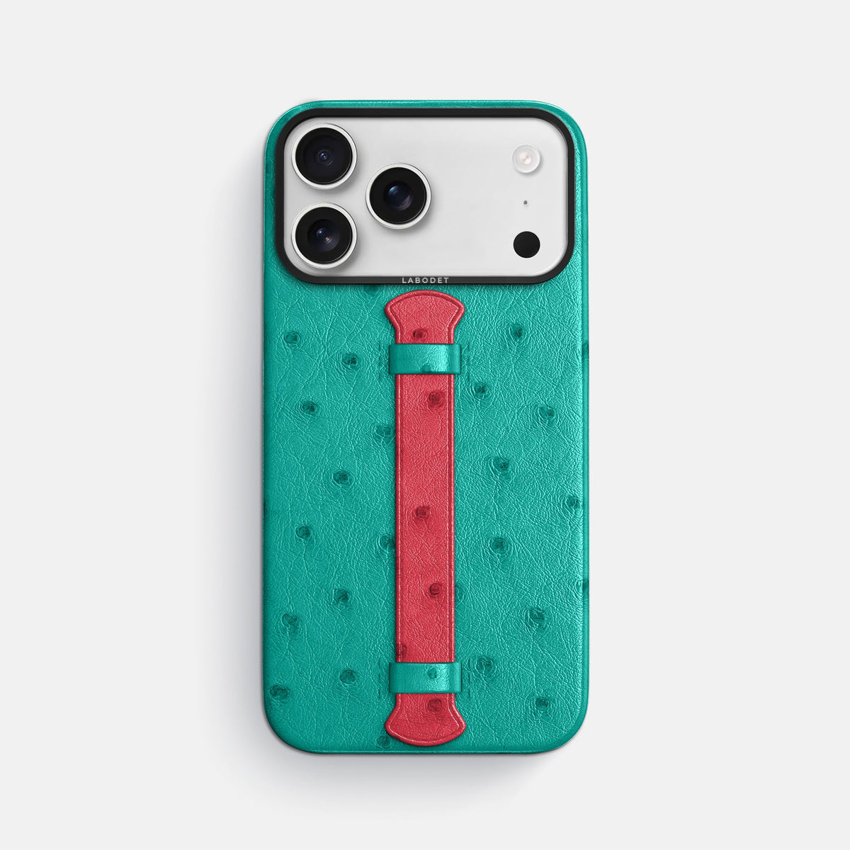 Center Handle Coloré For iPhone 18 Pro Max In Ostrich -1 | Turquoise-Black