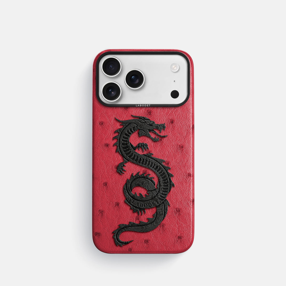 Classic Case With Carbon Dragon For iPhone 17 Pro In Ostrich -1 | Red-Black