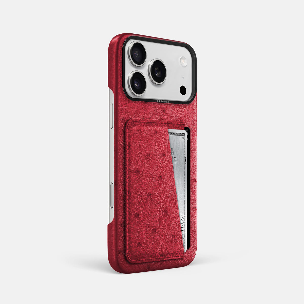 Double Card Case For iPhone 17 Pro Max In Ostrich -2 | Red-Black