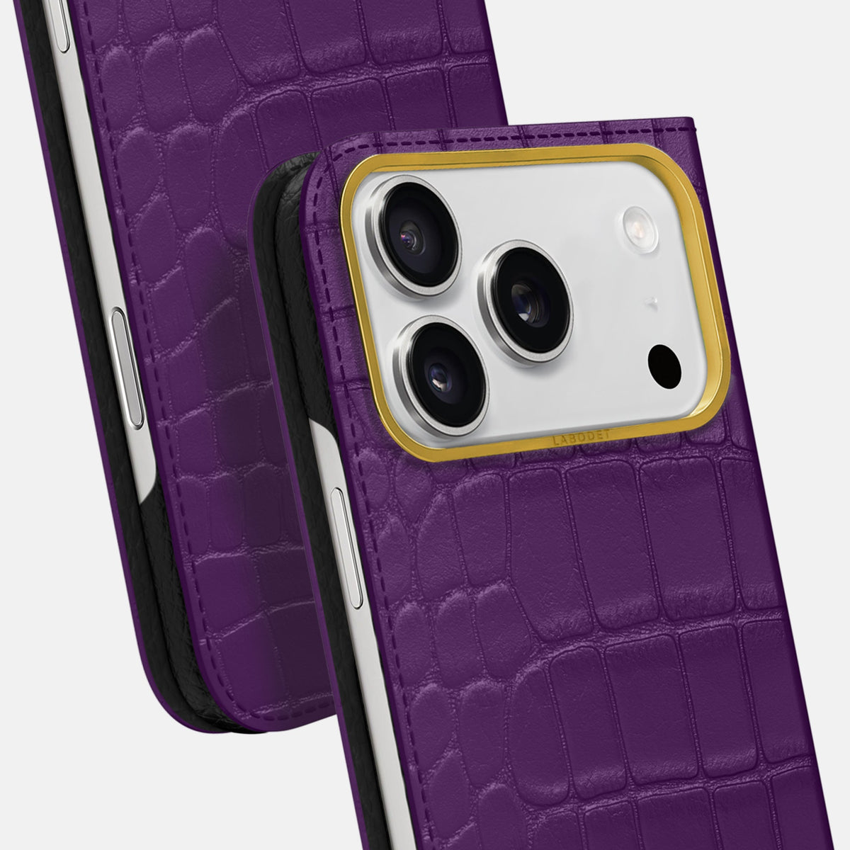Folio Case For iPhone 18 Pro Max In Alligator -5 | Purple-Gold