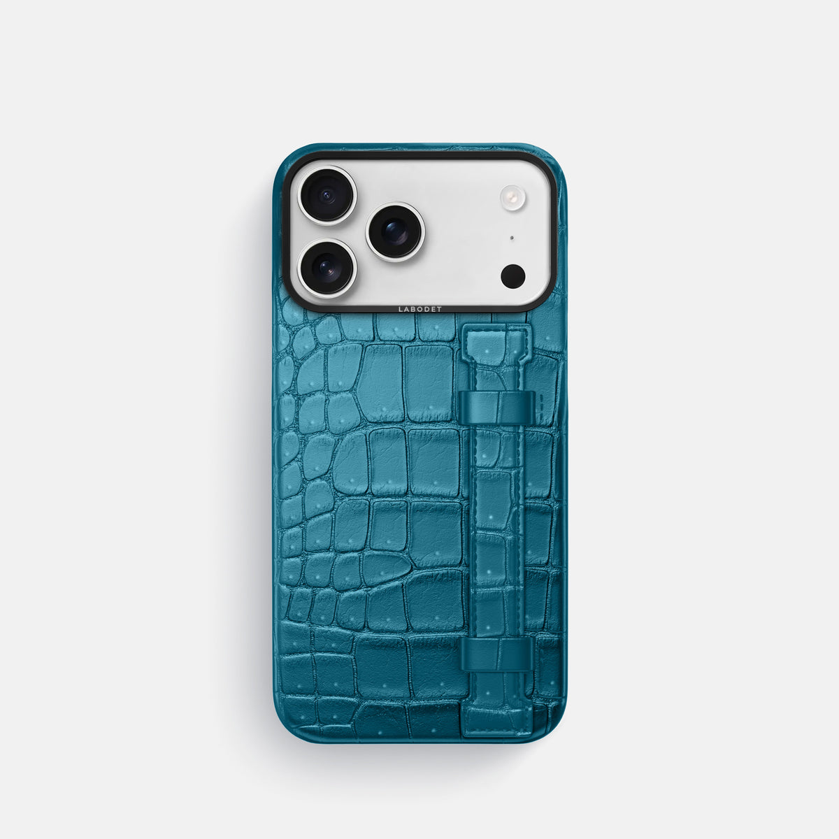 Handle Case For iPhone 17 Pro In Porosus Crocodile -1 | Turquoise-Black