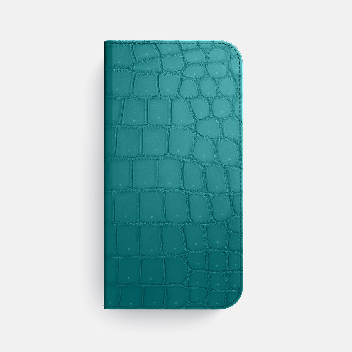 Folio Case For iPhone 18 Pro Max In Porosus Crocodile -4 | Celadon-Steel