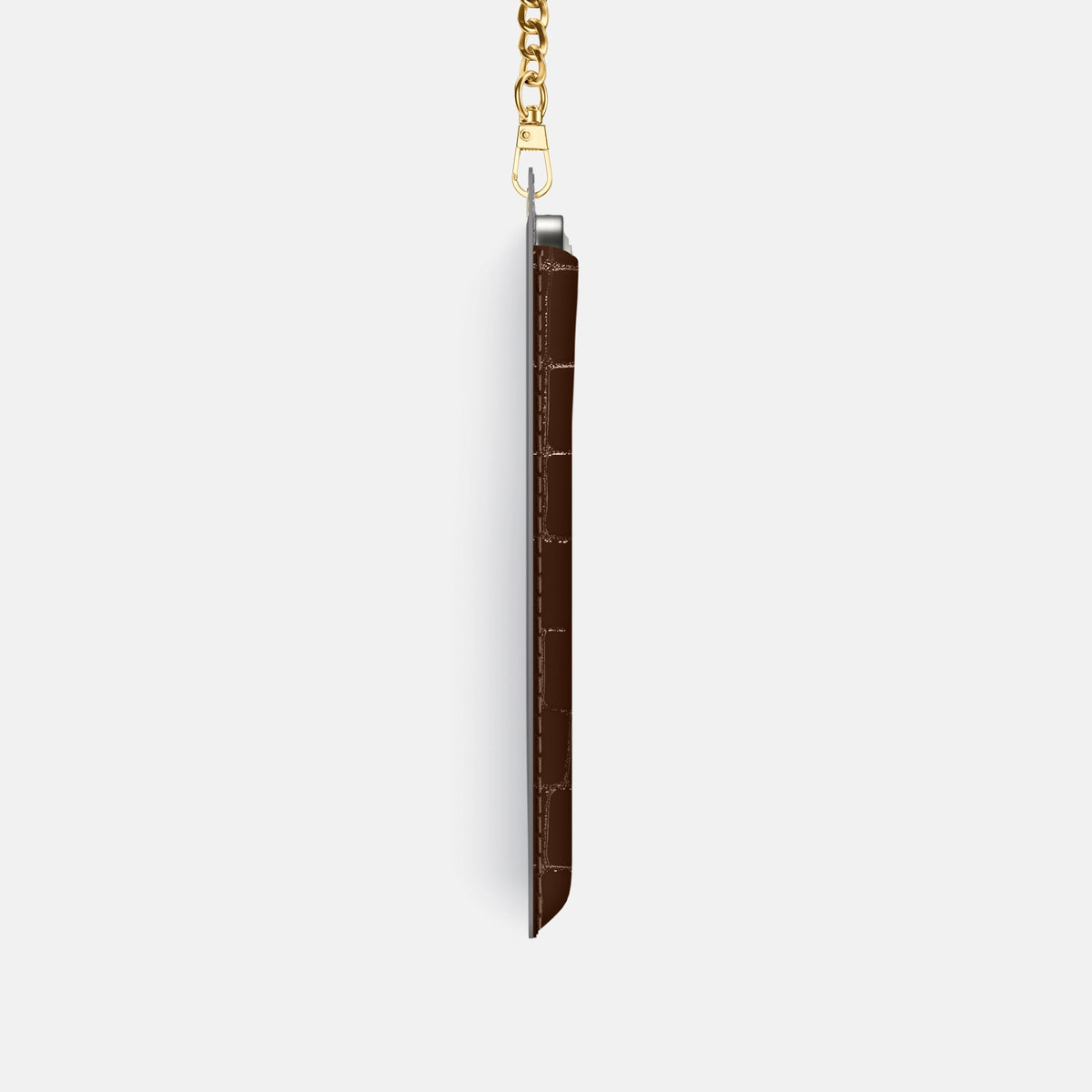 Crossbody Bag For iPhone 18 Pro In Shiny Alligator -4 | Brown-Gold