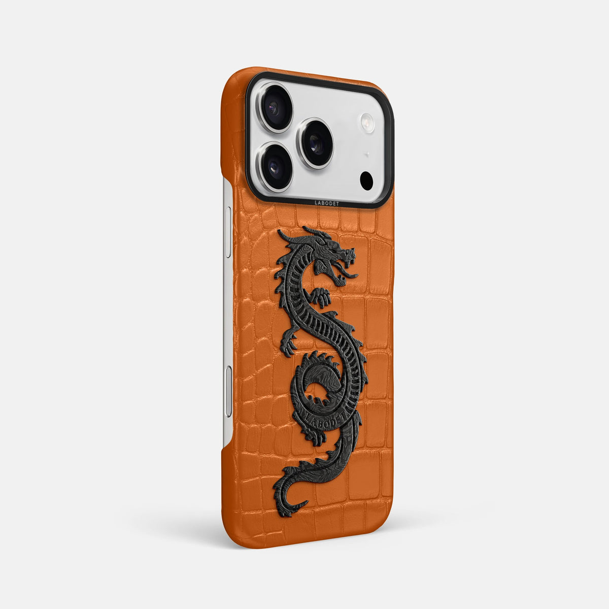 Classic Case With Carbon Dragon For iPhone 18 Pro Max In Alligator -2 | Orange-Black
