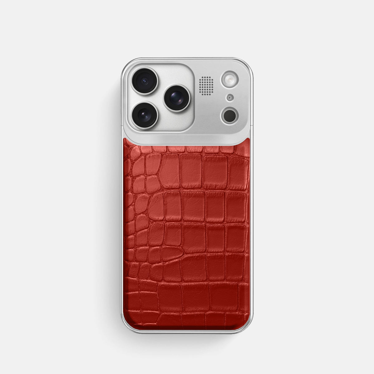 Metal Case For iPhone 18 Pro In Alligator -1 | Red-Steel