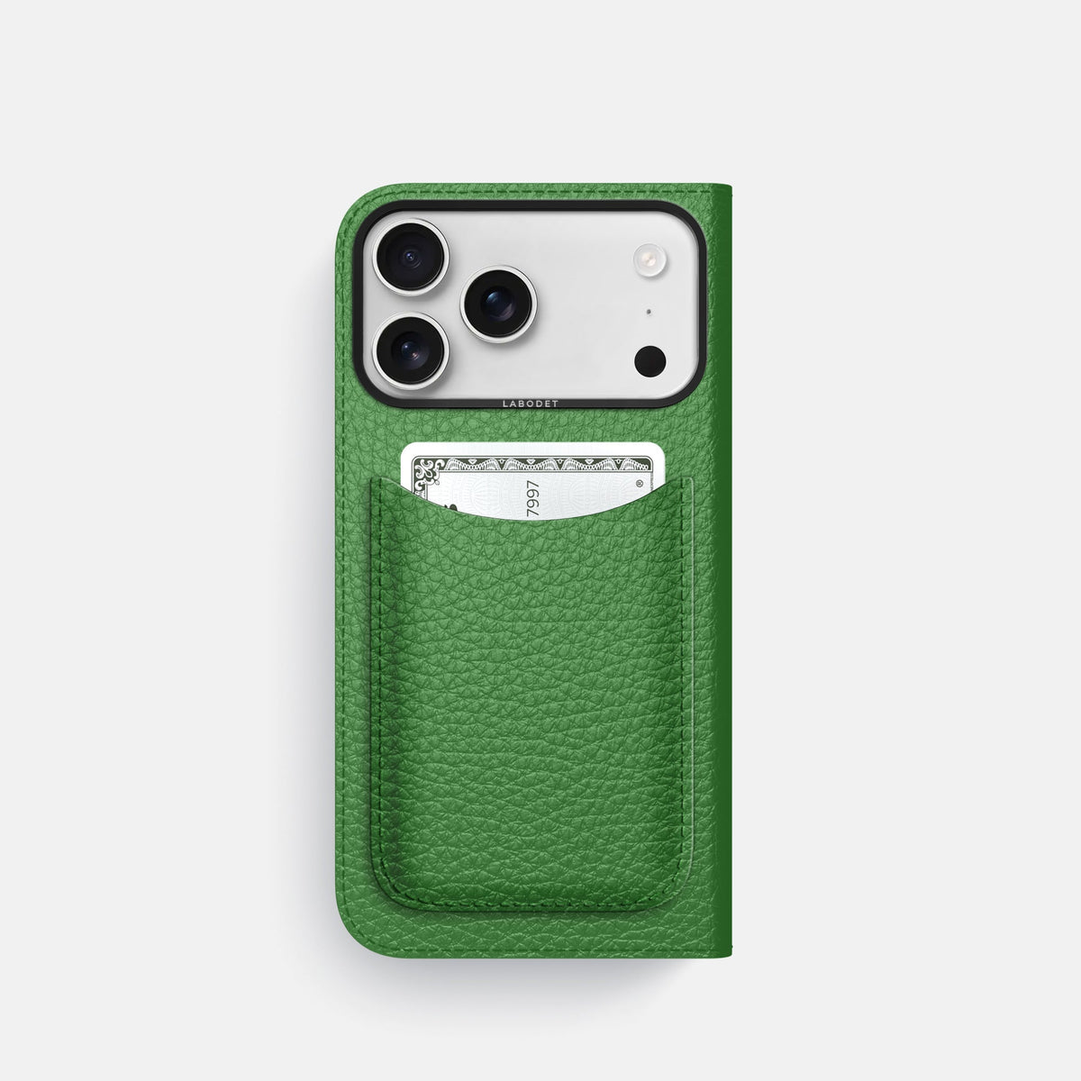 Folio Case with Card For iPhone 18 Pro In Calf -3 | Herb-Black