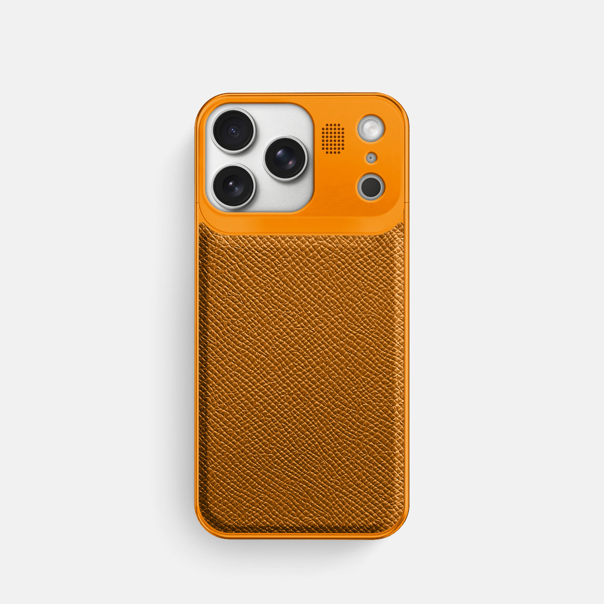Metal Case For iPhone 17 Pro In Epsom-Style Calf -1 | Whiskey-Orange