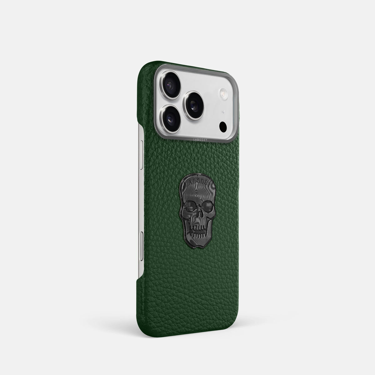 Classic Case With Carbon Skull For iPhone 18 Pro In Calf -2 | Dark-Green-Steel