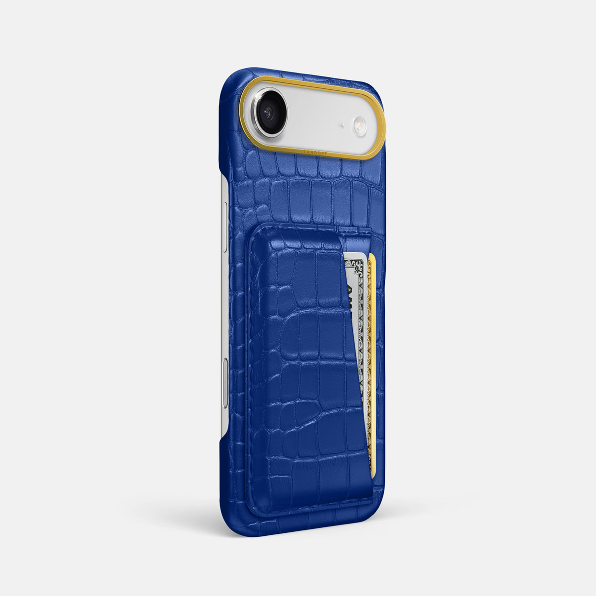Double Card Case For iPhone 17 Air In Alligator -2 | Royal-Blue-Gold