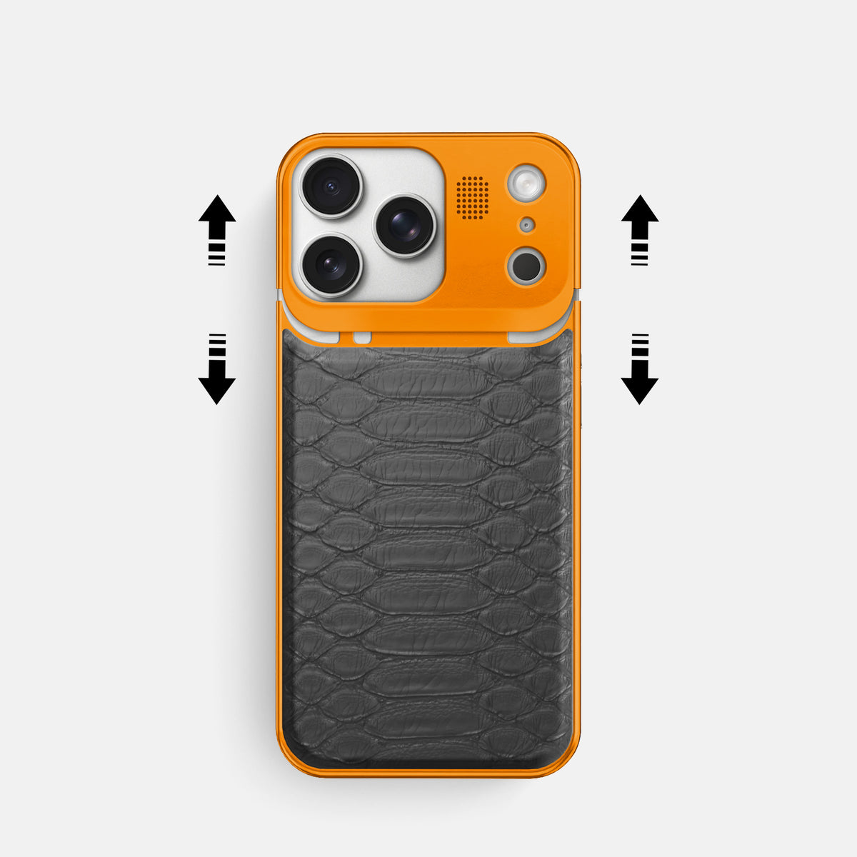Metal Case For iPhone 17 Pro In Python -2 | Grey-Orange