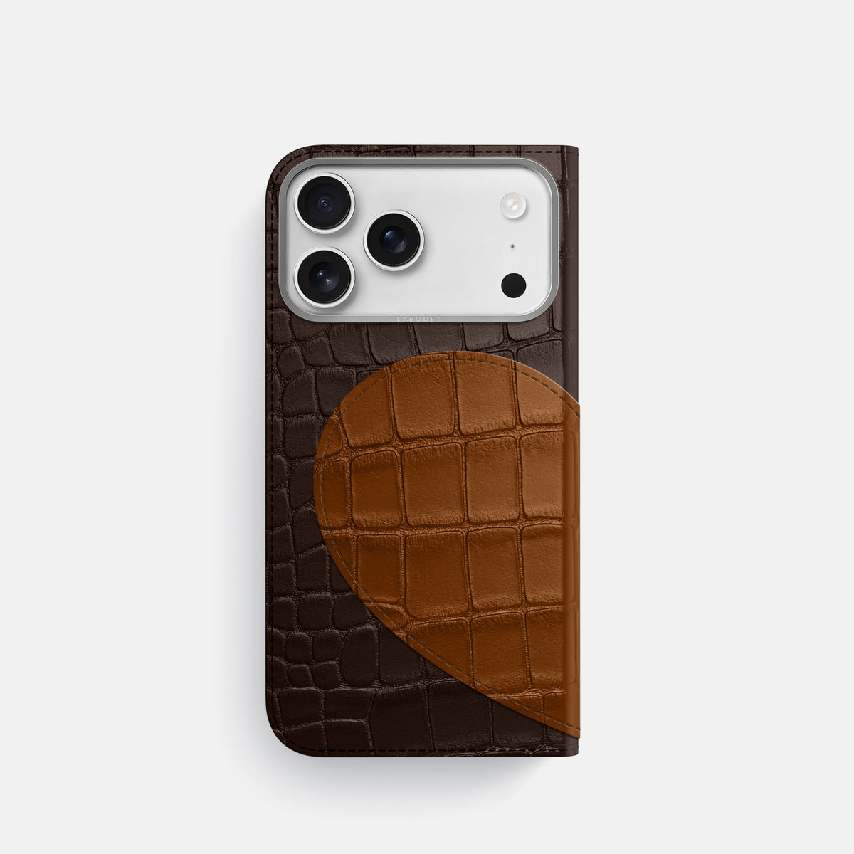 Folio Case With Heart For iPhone 18 Pro In Alligator -3 | Dark-Brown-Steel