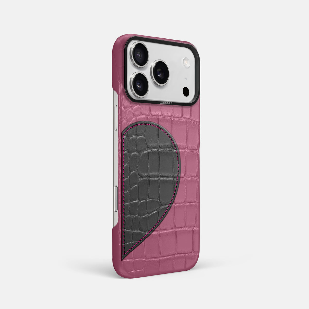 Classic Case With Half Heart - Right For iPhone 17 Pro Max In Alligator -2 | Pink-Lagoon-Black
