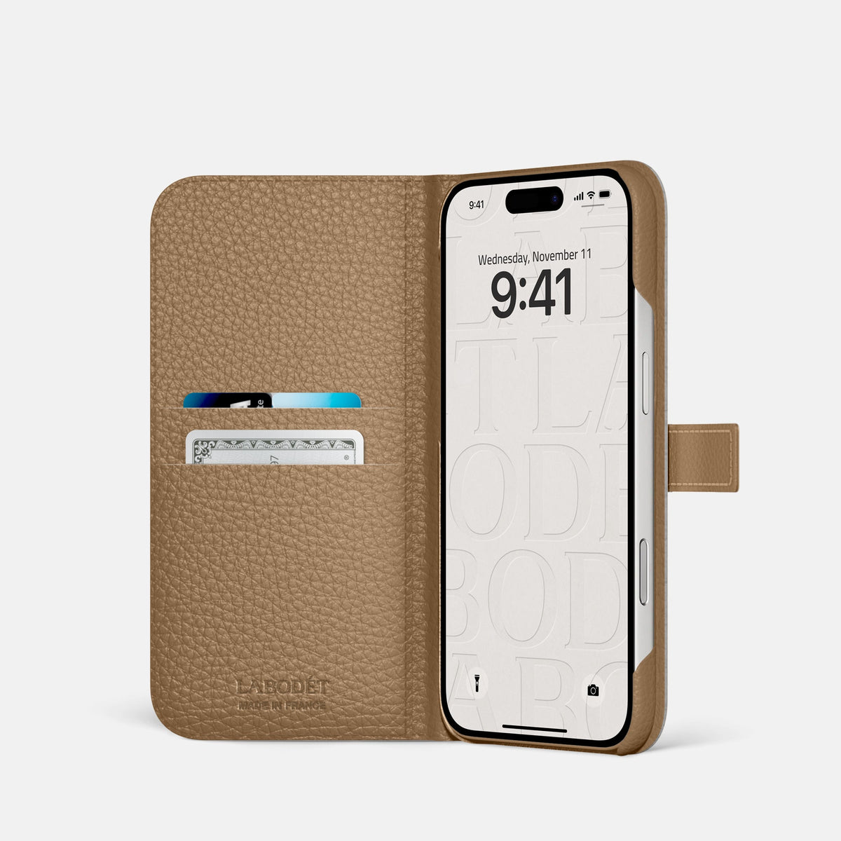 Folio Case with Clasp For iPhone 18 Pro In Ostrich -2 | Desert-Sand-Steel