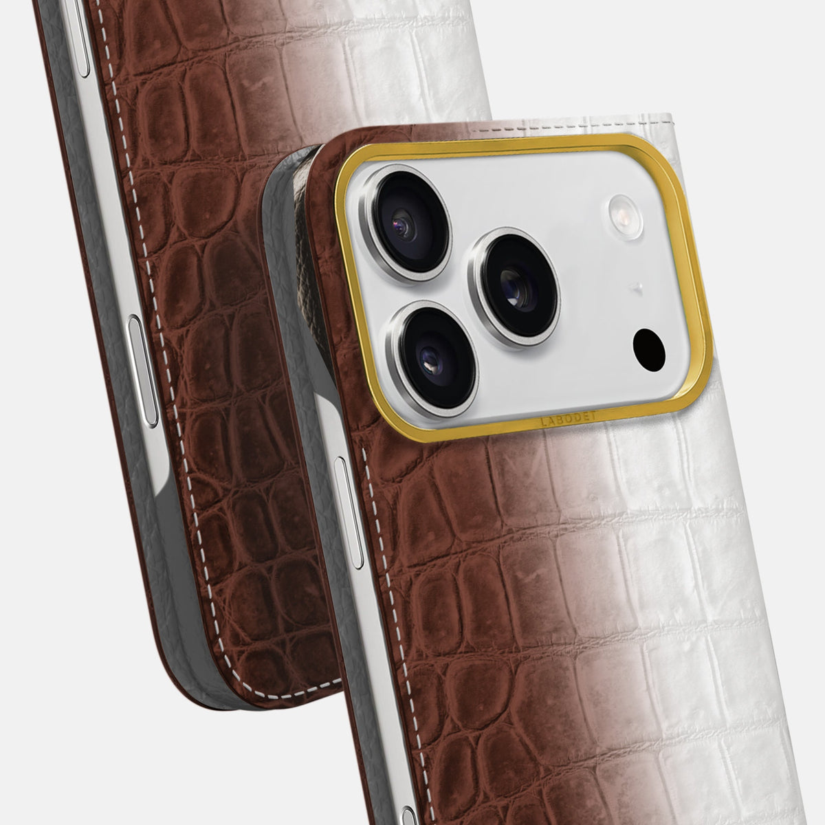 Folio Case For iPhone 18 Pro Max In Himalayan Crocodile -5 | Dark-Brown-Gold