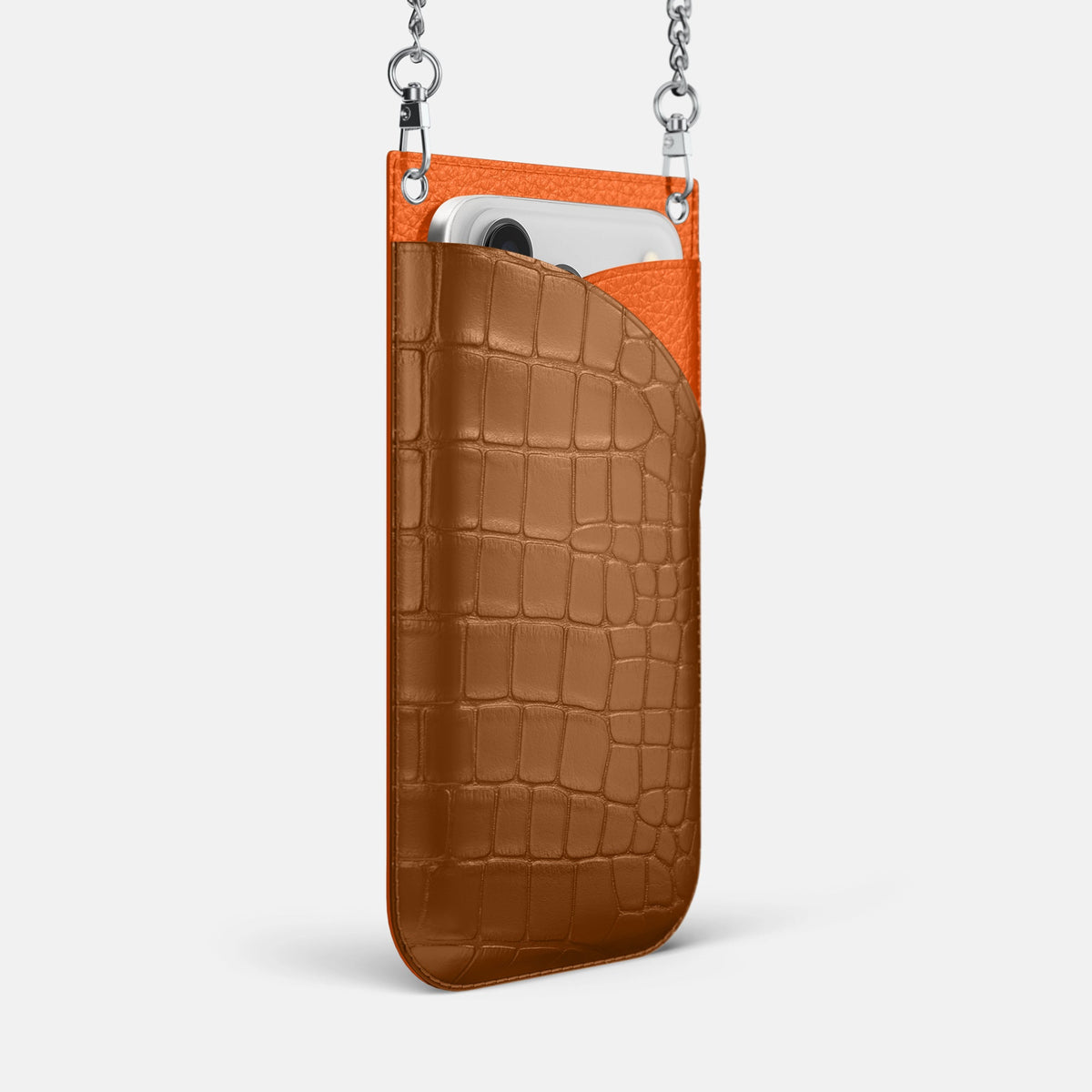 Crossbody Bag For iPhone 18 Pro Max In Alligator -2 | Honey-Steel