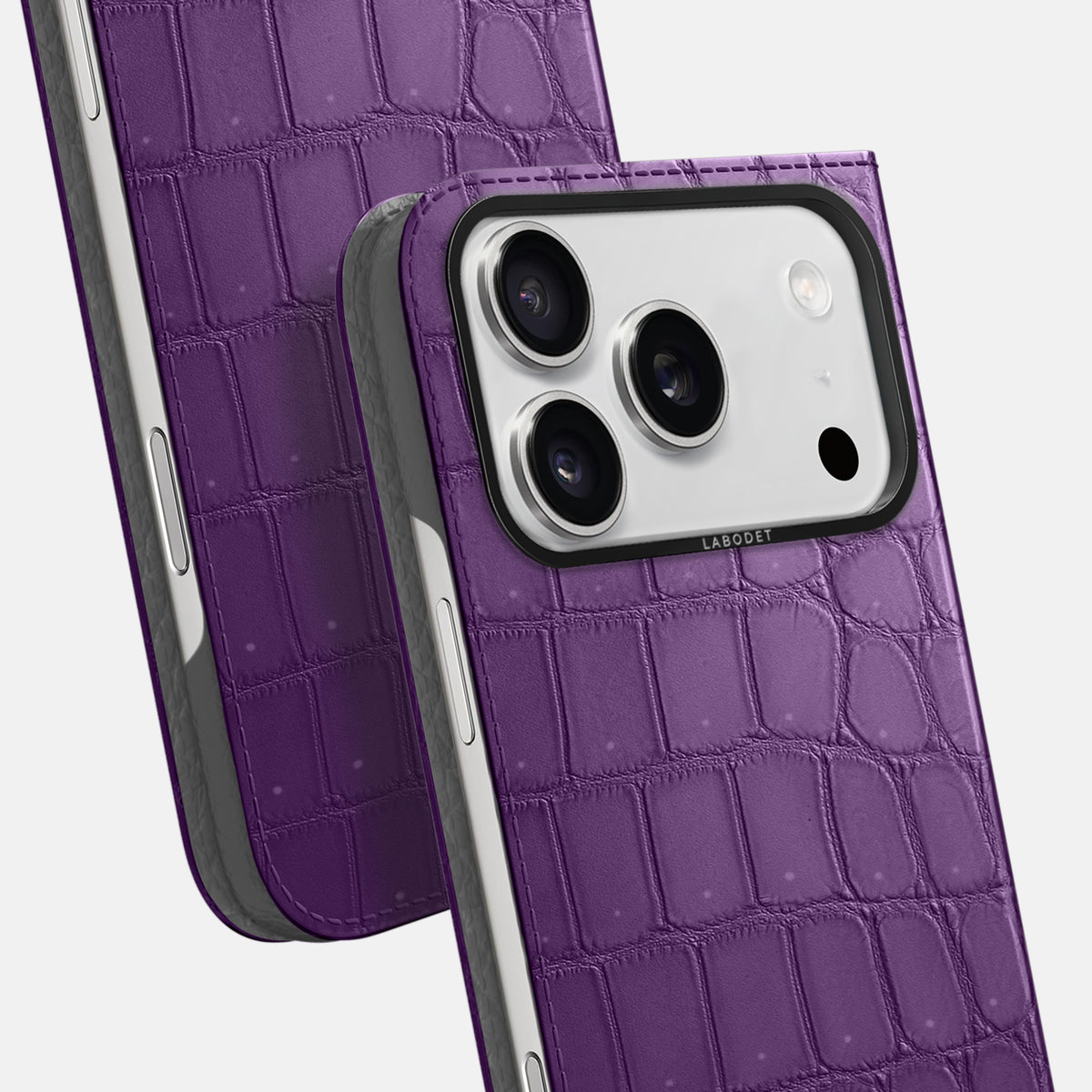 Folio Case For iPhone 17 Pro In Porosus Crocodile -5 | Purple-Black
