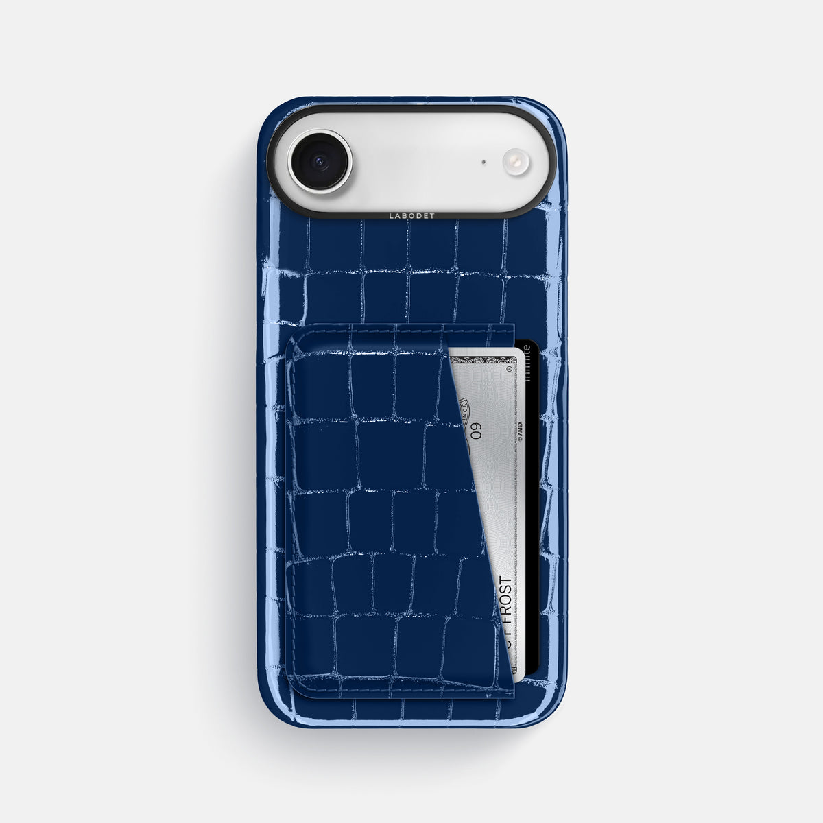 Double Card Case For iPhone 17 Air In Shiny Alligator -1 | Mediterranean-Black