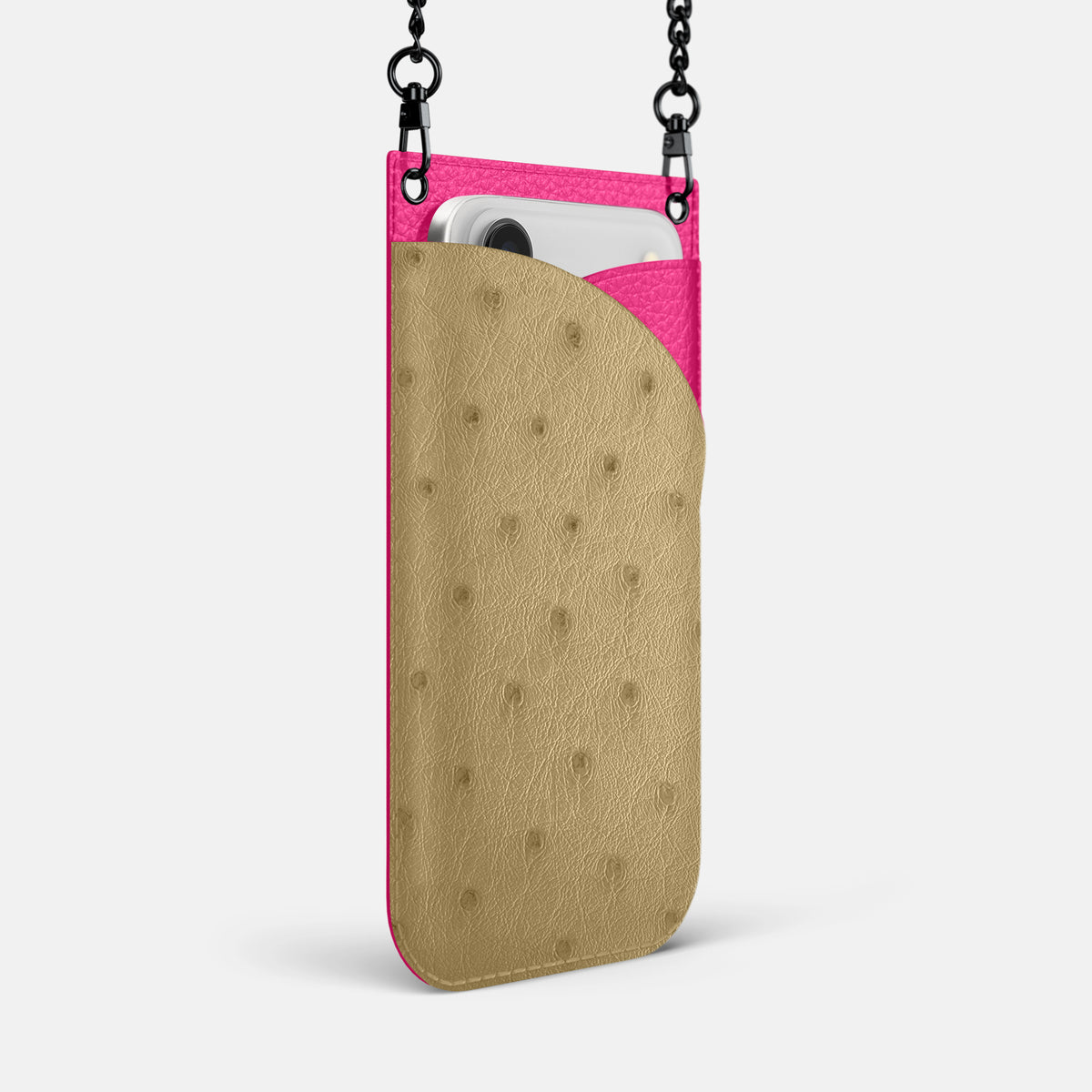 Crossbody Bag For iPhone 17 Air In Ostrich -2 | Desert-Sand-Black