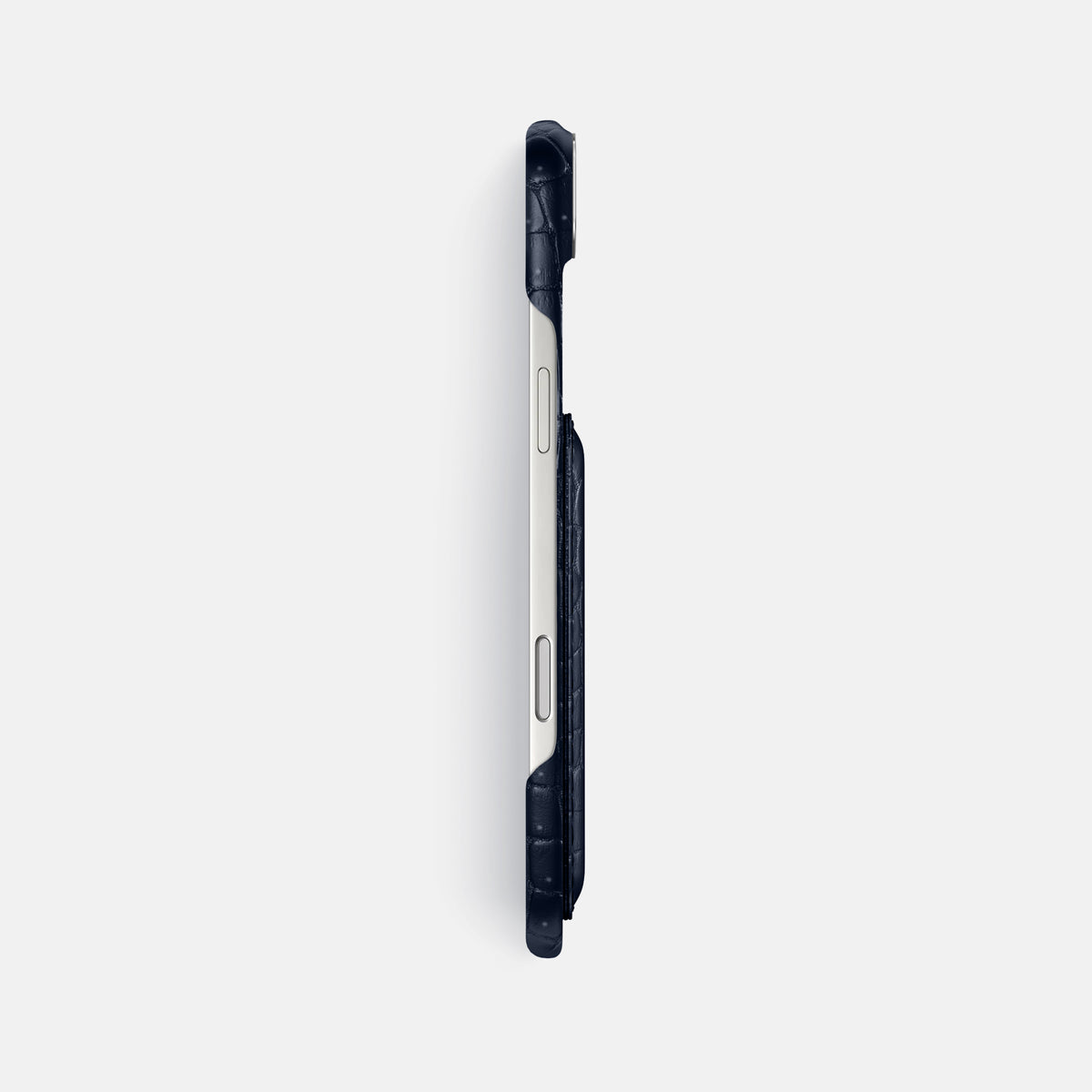 Double Card Case For iPhone 17 Air In Porosus Crocodile -3 | Deep-Blue-Sea-Steel