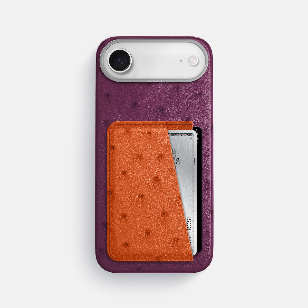 Double Card Case Coloré For iPhone 17 Air In Ostrich -1 | Purple-Steel
