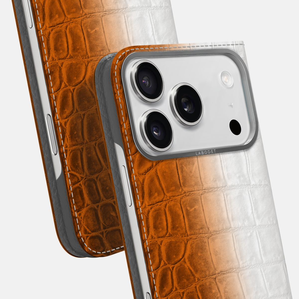 Folio Case For iPhone 17 Pro Max In Himalayan Crocodile -5 | Orange-Steel
