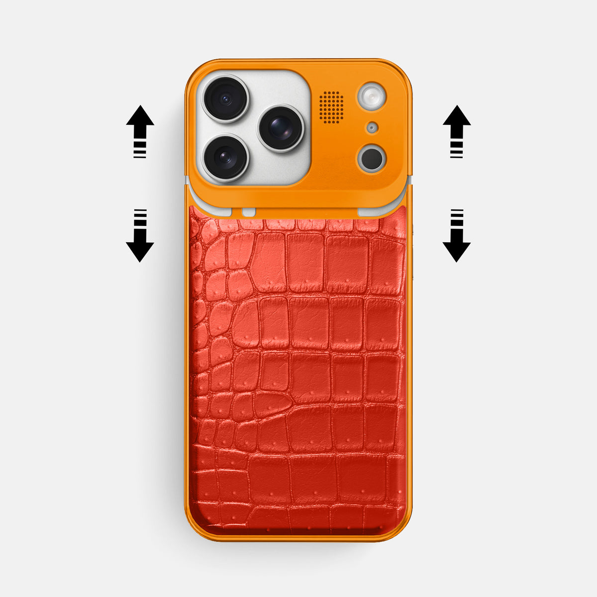 Metal Case For iPhone 17 Pro Max In Porosus Crocodile -2 | Rust-Orange