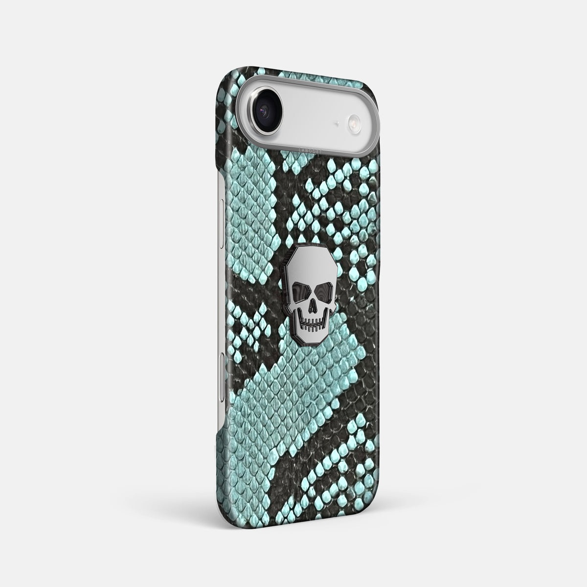 Classic Case With Titanium Skull For iPhone 17 Air In Deluxe Python -2 | Blue-Lagoon-Steel
