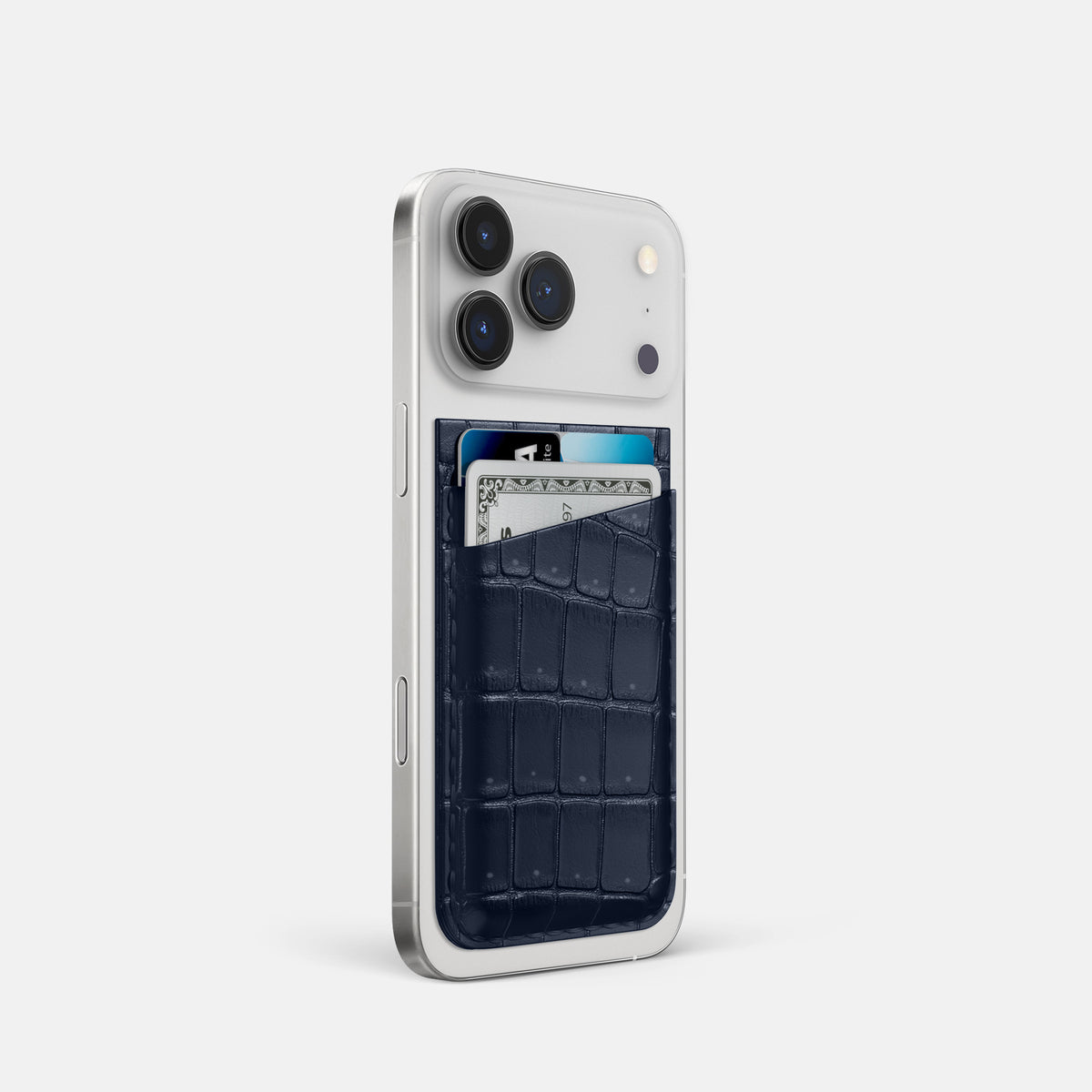 MagSafe Wallet For iPhone 17 Pro In Porosus Crocodile -2 | Deep-Blue-Sea