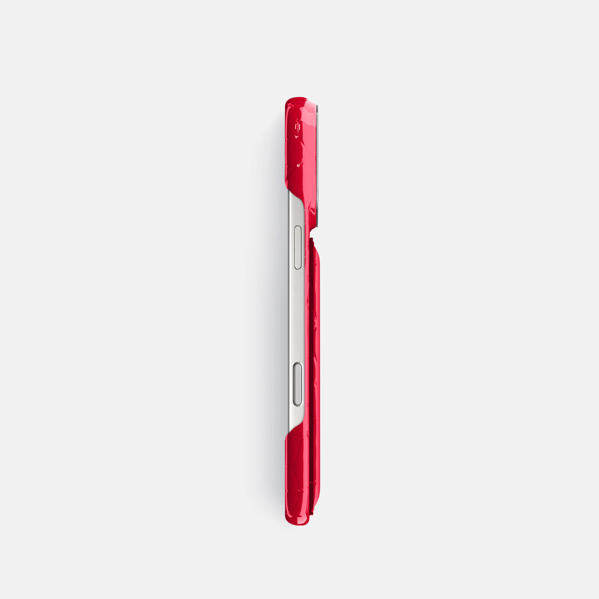 Double Card Case For iPhone 17 Pro In Shiny Alligator -3 | Cherry-Steel