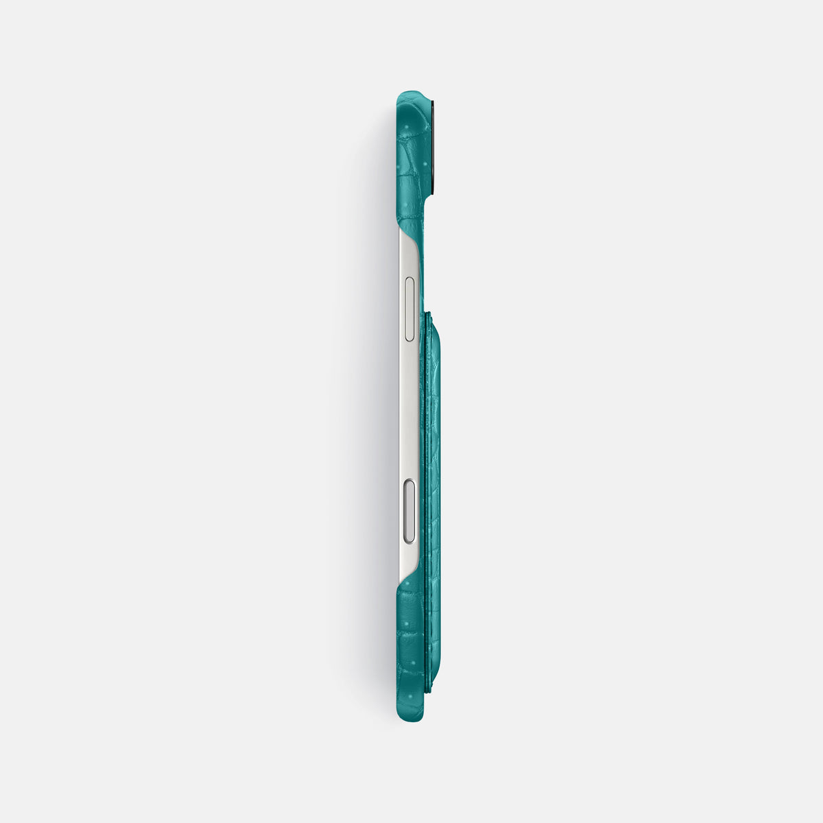 Double Card Case For iPhone 17 Air In Porosus Crocodile -3 | Celadon-Black