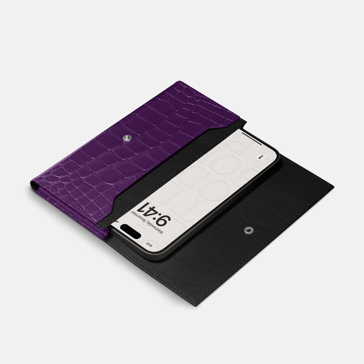 Wallet Case For iPhone 17 Pro In Alligator -2 | Purple