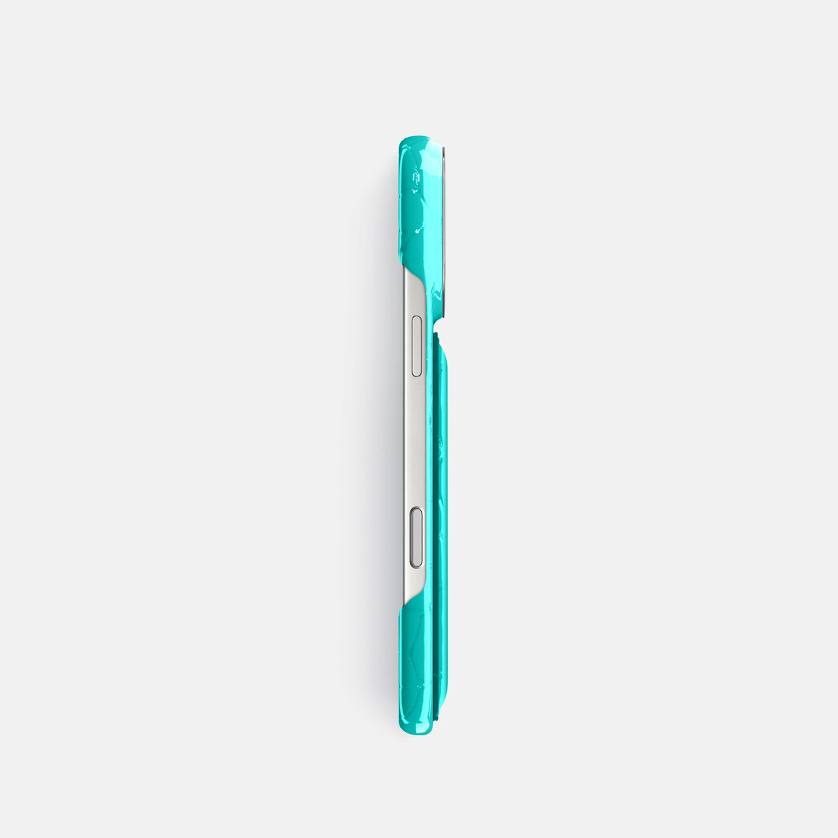 Double Card Case For iPhone 18 Pro In Shiny Alligator -3 | Mint-Steel