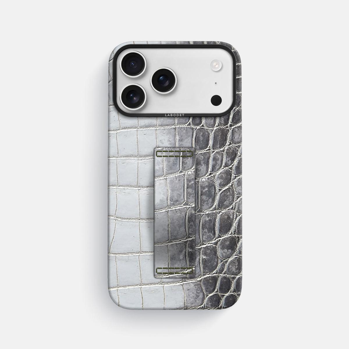 Finger Case For iPhone 17 Pro Max In Himalayan Crocodile -1 | Silver-Black