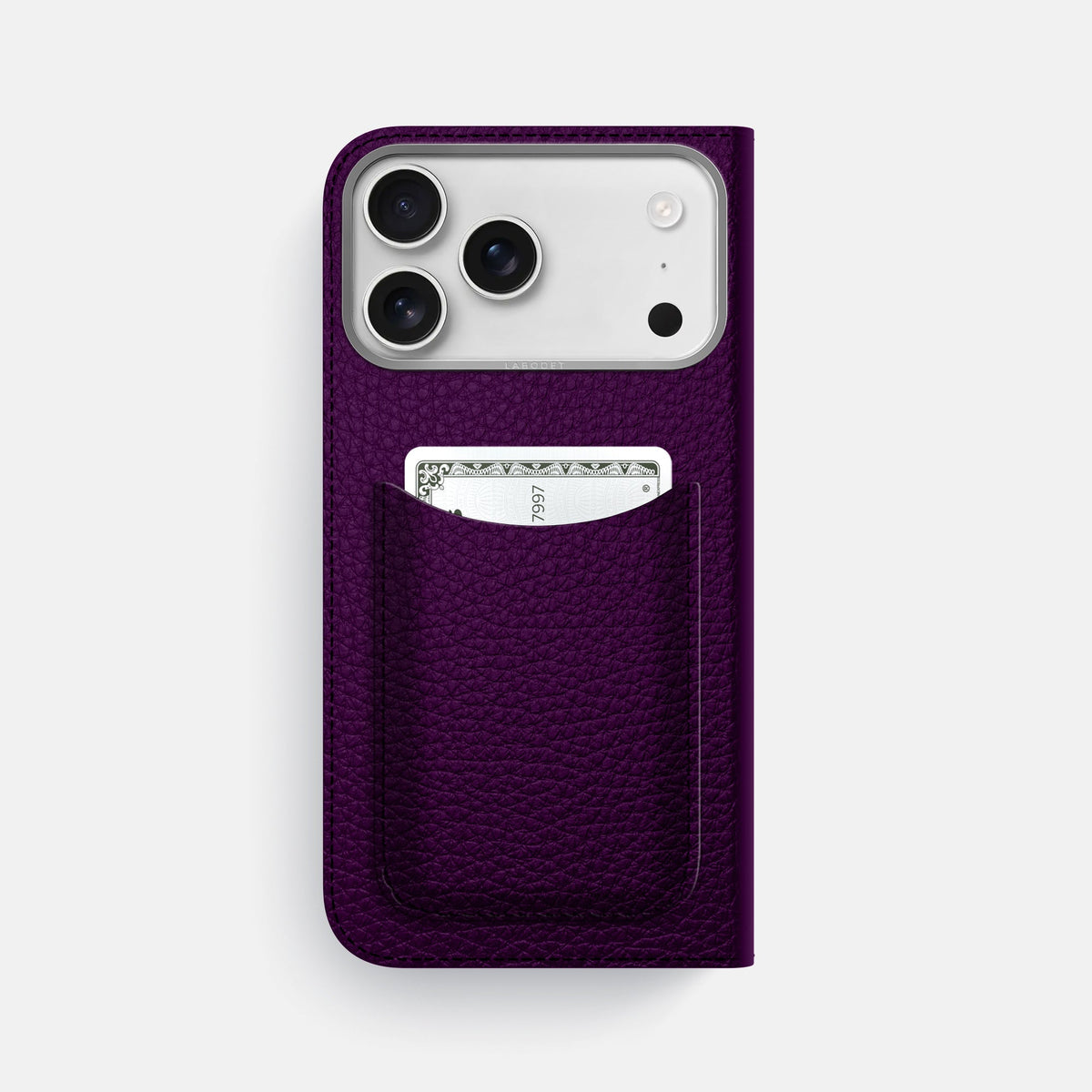 Folio Case with Card For iPhone 18 Pro Max In Calf -3 | Violet-Steel
