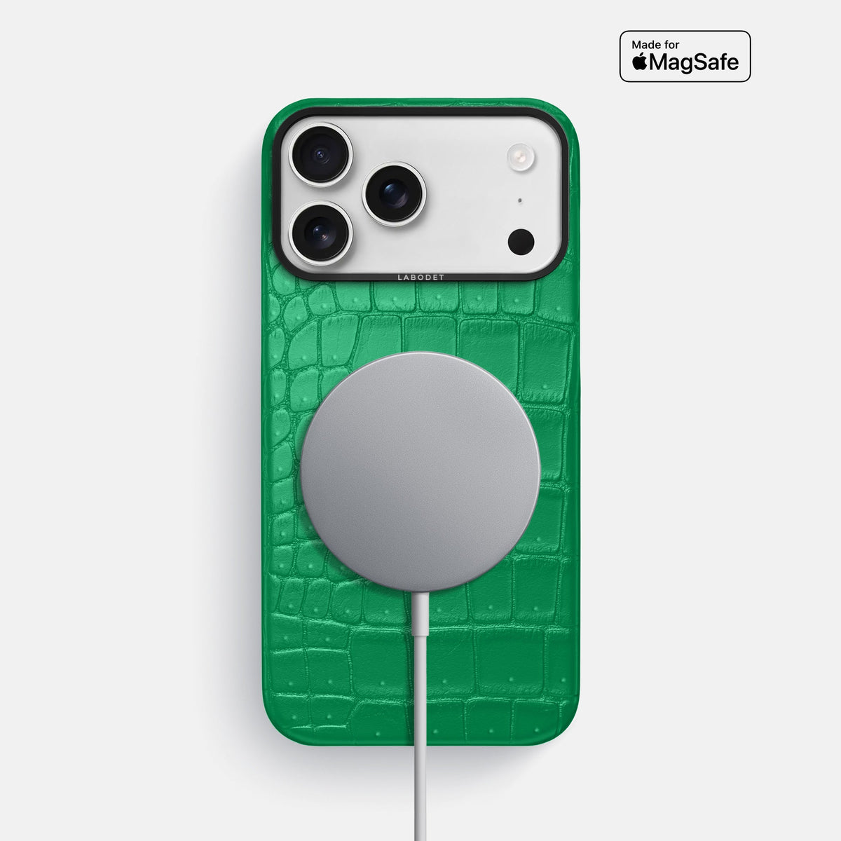 Classic Case For iPhone 18 Pro Max In Porosus Crocodile -5 | Cactus-Green-Black